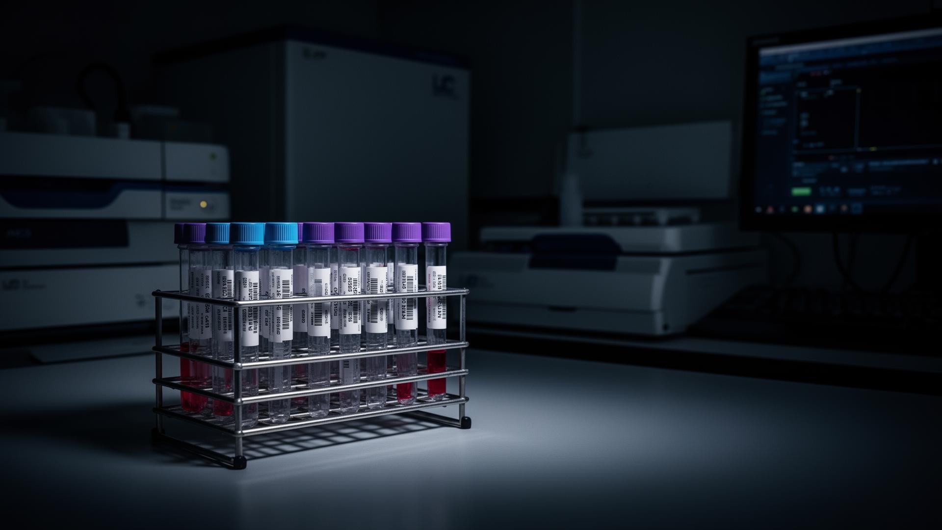 LC-MS mass spectrometry laboratory with sample vials