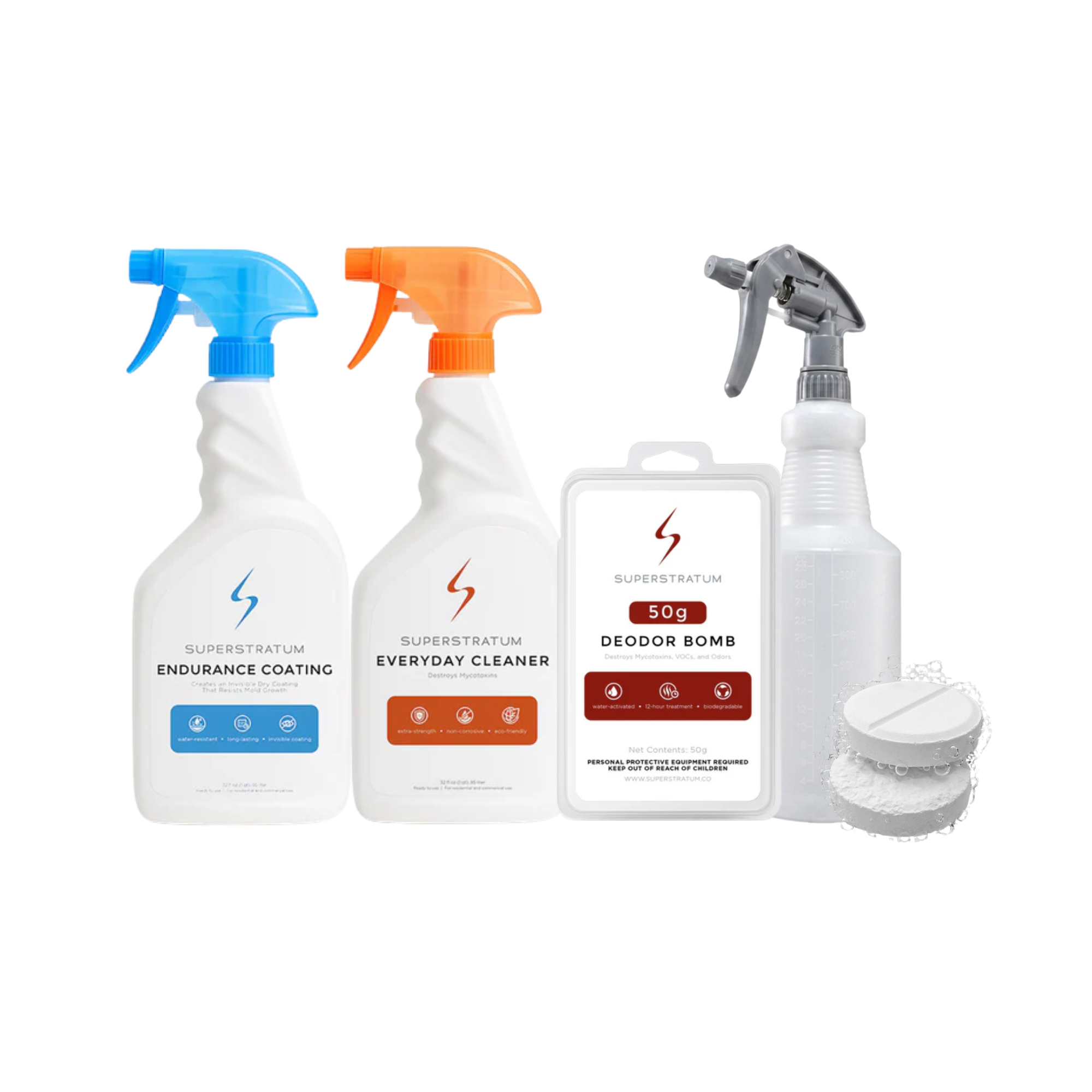Superstratum Car Detox Kit — Everyday Cleaner, Deodor Bomb, Endurance Coating, and PurOne Tablets